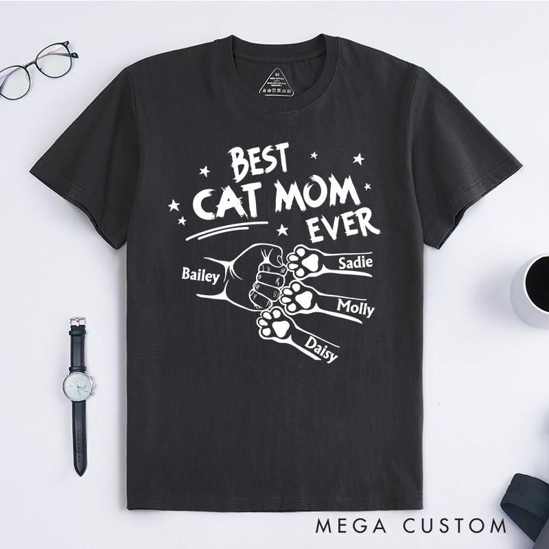 Personalized Pet Lover Best Dog Mom Ever Best Cat Mom Ever T-Shirt