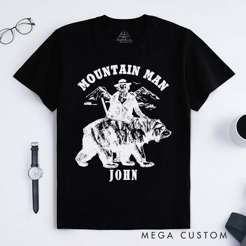 Personalized Country Music Name Unisex Classic T-Shirts Custom Outdoor Adventure Bear Graphic Gift Unique Music Lover Shirt for Men