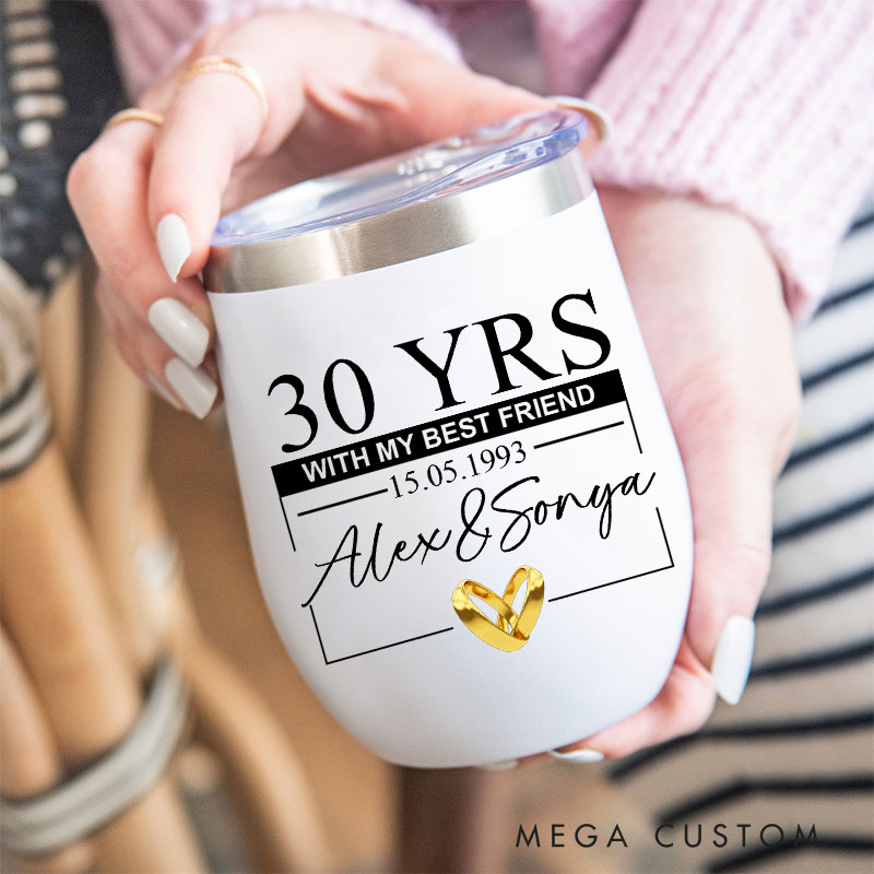 Personalized Wife Husband 30 Years Anniversary Wine Tumbler Anniversary Gift