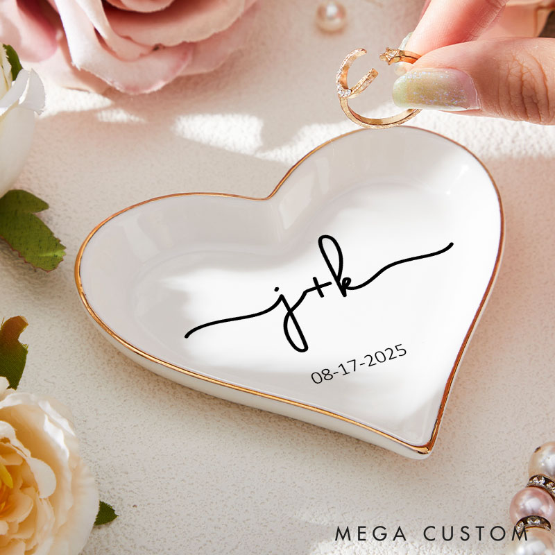 Personalized Initials Ring Dish for Couple Anniversary Gift for Her Wife Ring Holder for Couple Anniversary