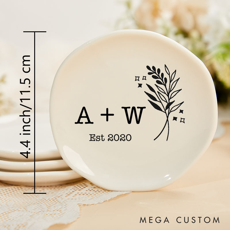 Personalized Couple Initials Ring Dish 20th Anniversary Gift Ring Holder for Her Girlfriend Gift