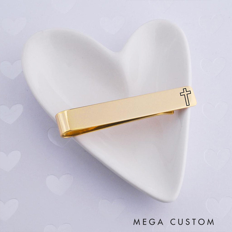 Personalized Bible Verse Cross Tie Clip for Him Religious Tie Bar Engraved Gift for Pastor Priest Godfather Confirmation Gift Christian Wedding Gift
