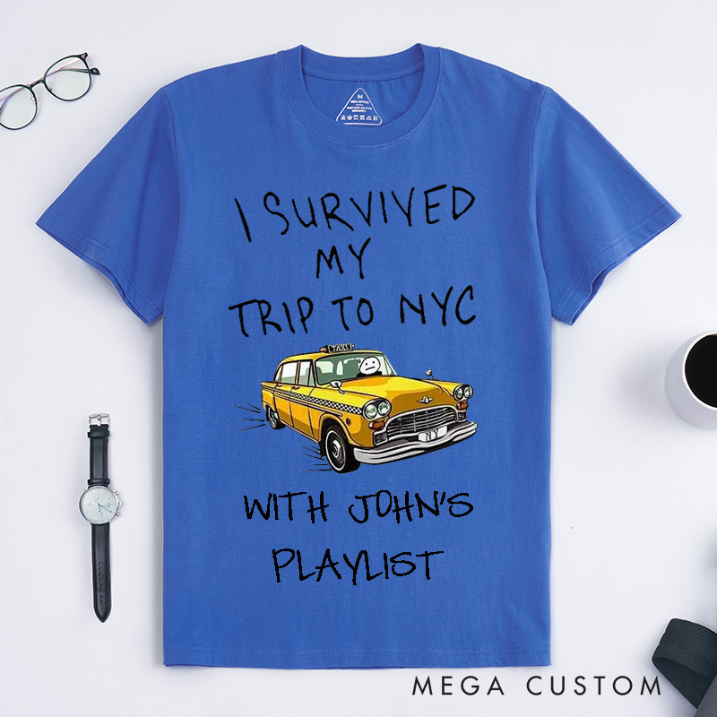Personalized NYC Trip Unisex Classic T-Shirts Custom Funny Travel Gift for Music Lovers Friends Family Unique New York Souvenir for Travelers