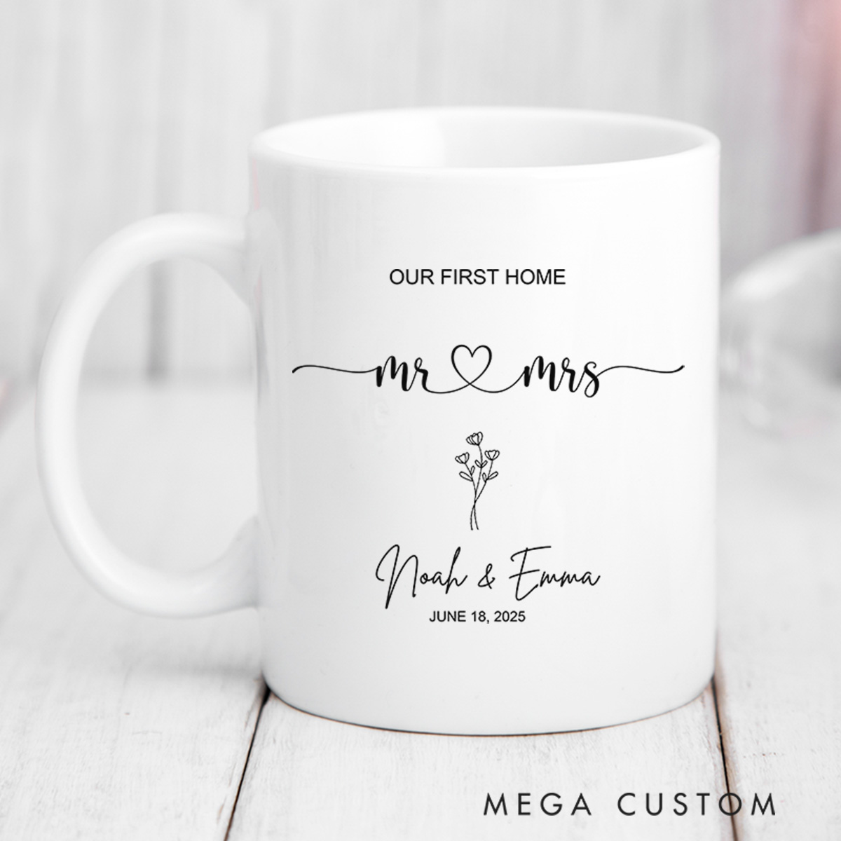 Personalized Mr & Mrs Mugs Custom Wedding Mugs Gift New Bride and Groom Husband and Wife Coffee Cup Housewarming Gift Newly Wed Gift for Couple