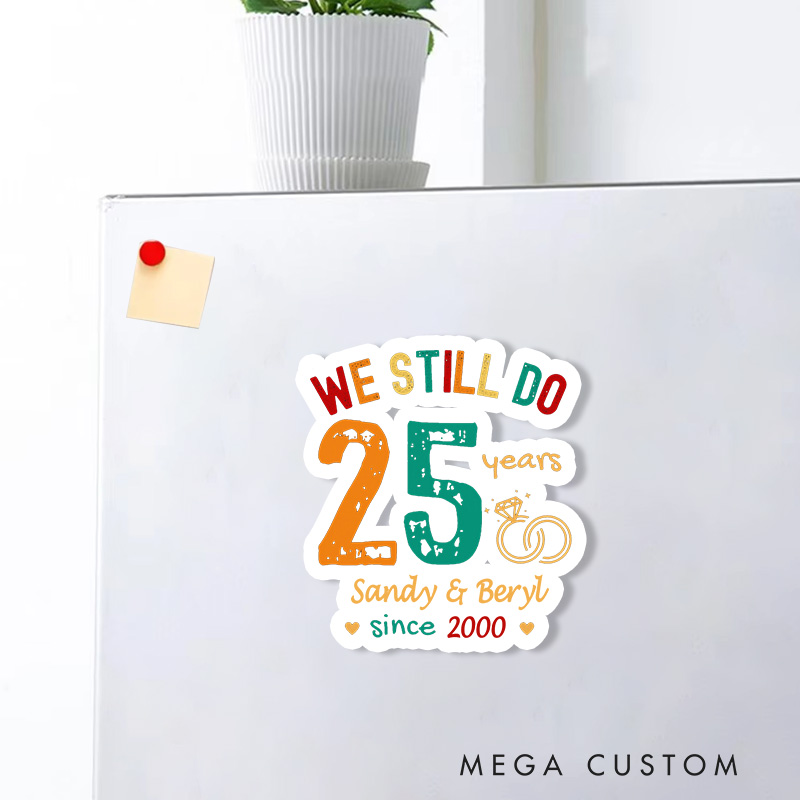 Personalized Husband Wife 25th Anniversary Magnetic Fridge Magnet
