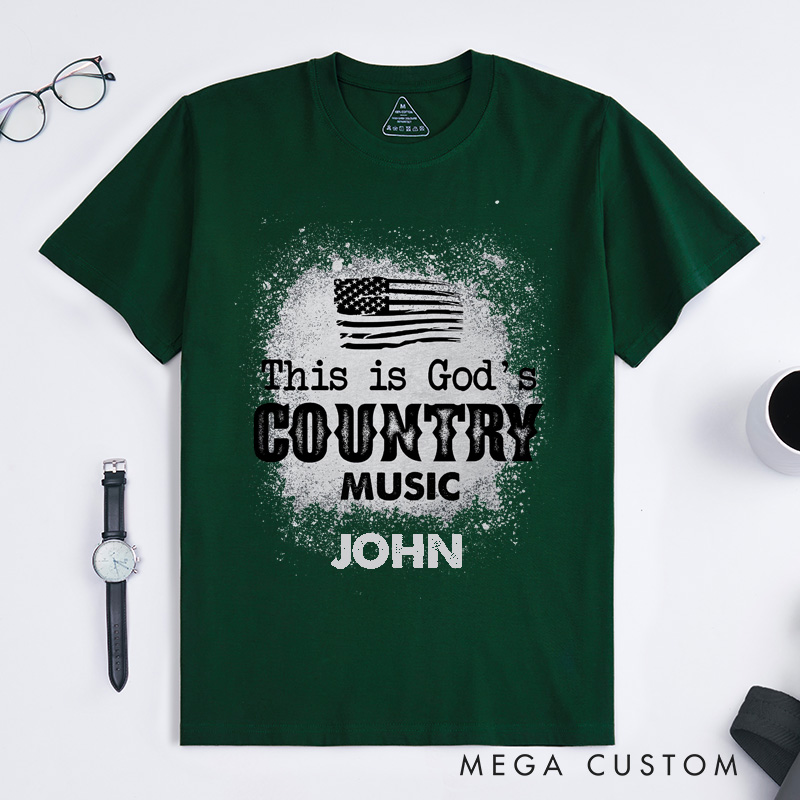 Personalized Country Music Classic T-Shirts Custom Name God Western American Flag Tee Unique Gift for Country Music Fans Men Women Shirt
