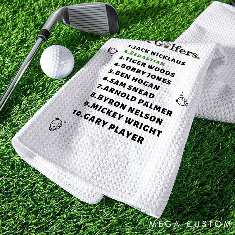 Personalized Top 10 Best Golfers Design Hand Towel with Custom Name Gift for Golf Lovers