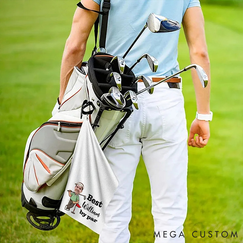 [Copy]Personalized Golf Player Face Photo Towel with Custom Name for Golf Lover
