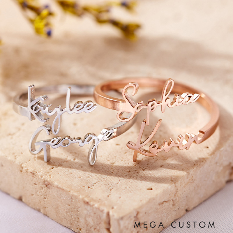 Personalized Double Name Ring Minimalist Name Ring Best Friend Gift for Her