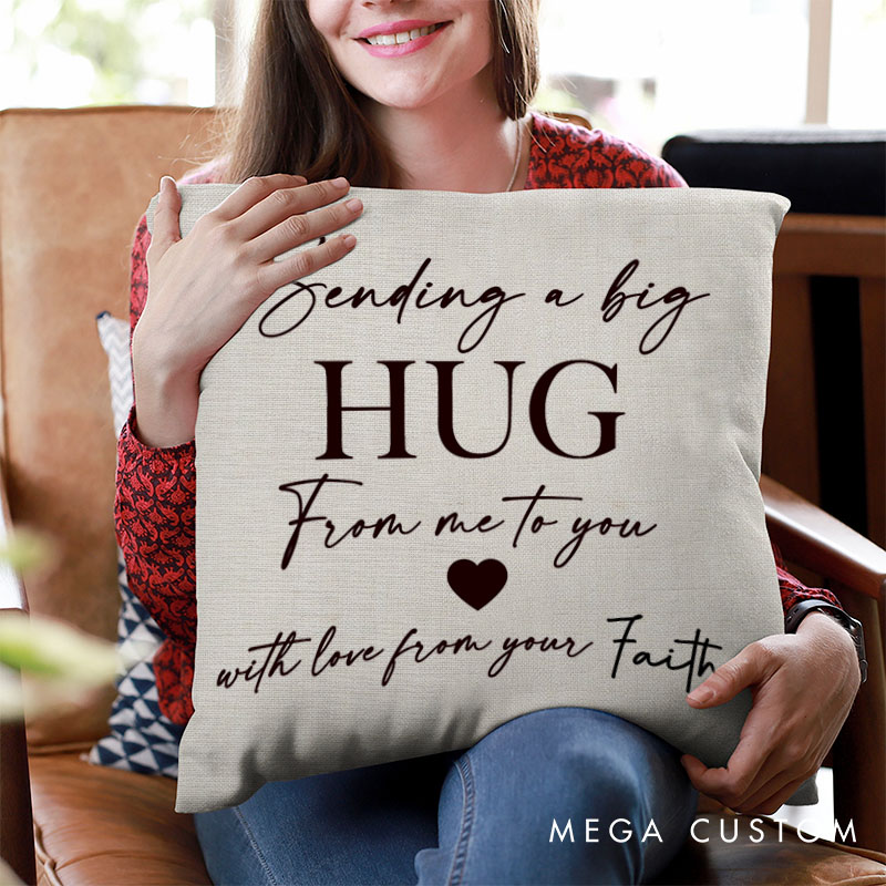 Personalized Couple Sending a big HUG From me to you with love from your Name Pillow Boyfriend Husband Pillow Girlfriend Wife Gift for His and Hers