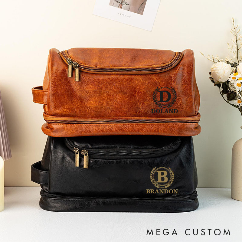 Personalized Groomsmen Leather Toiletry Bag Wedding Party Dopp Kit Bag Groom Groomsman Proposal Gift Shaving Kit Bag
