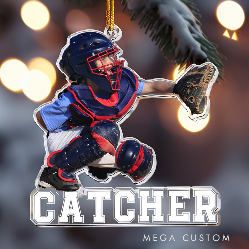 Personalized Baseball Pitcher Ornament with Custom Photo