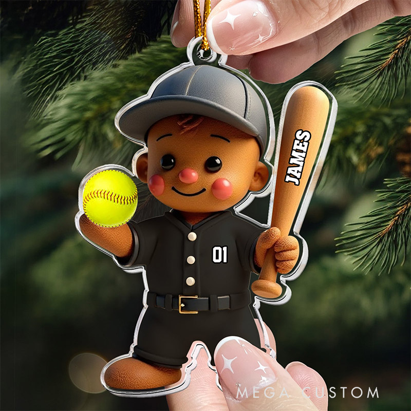 Personalized Sports Themed Ornament with Custom Baseball or Softball Design   