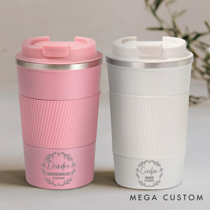 Personalized Bride Wreath Coffee Cup Wedding Party Coffee Mug Bachelorette Party Cup For Bridesmaid