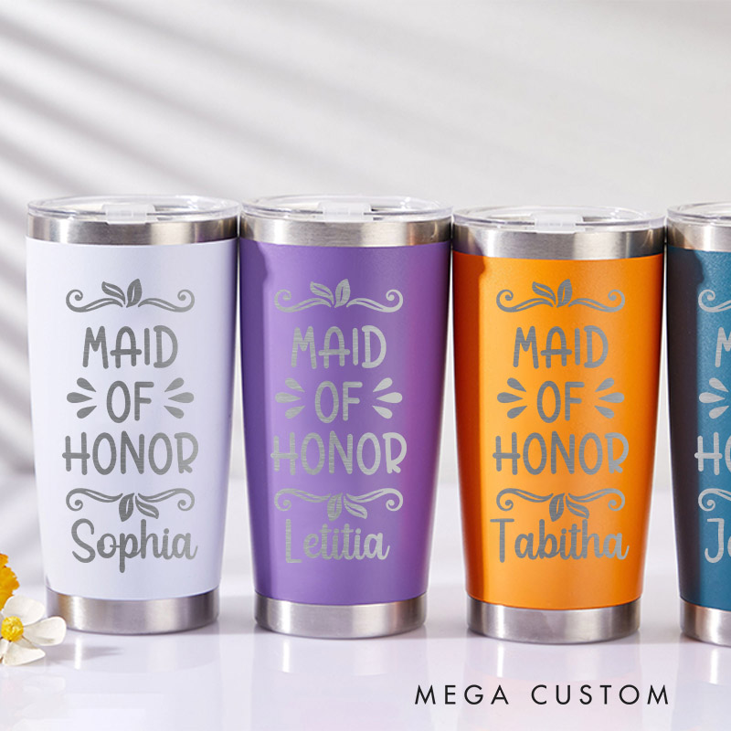 Personalized Maid of Honor Tumbler Bride 20oz Tumbler with Lid Bachelorette Party Gift