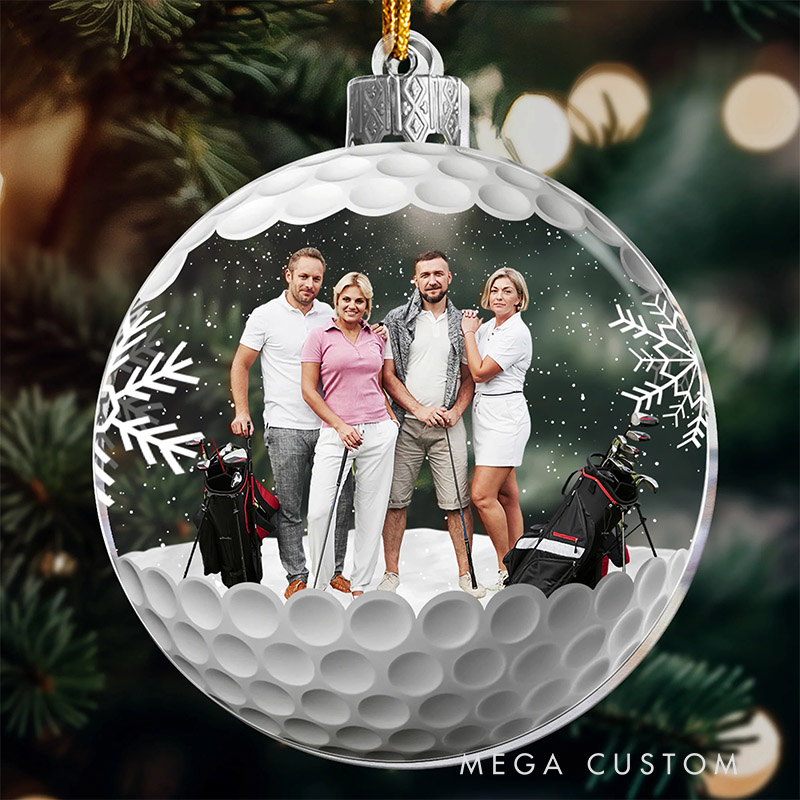 Personalized Christmas Ornament Featuring Golf Ball and Family Picture  