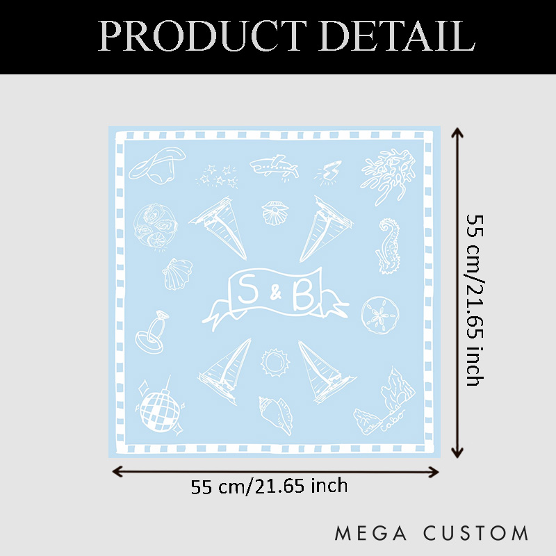 Personalized Playful Coastal Elements Wedding Couple Scarves