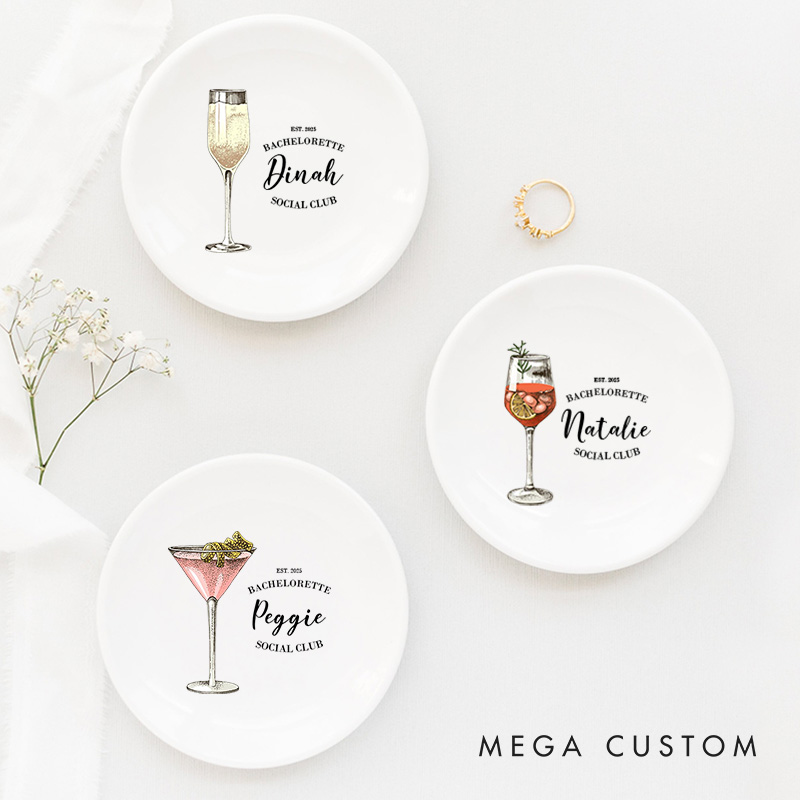 Personalized Bridesmaid Cocktail Ring Dish Bride Name Ring Dish Bachelorette Bridal Party Gift