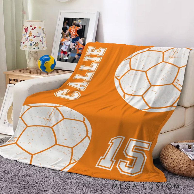 Personalized Athletic-Inspired Blanket with Custom Name and Number Design