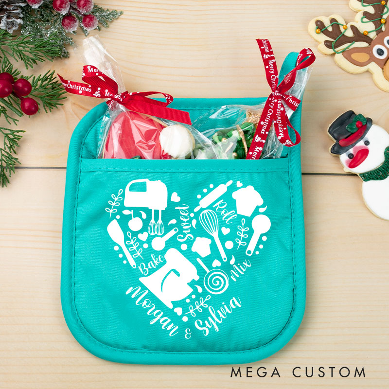 Personalized Couple Christmas Pot Holder Couple Anniversary Oven Mitt Baking Lover Pot Holder