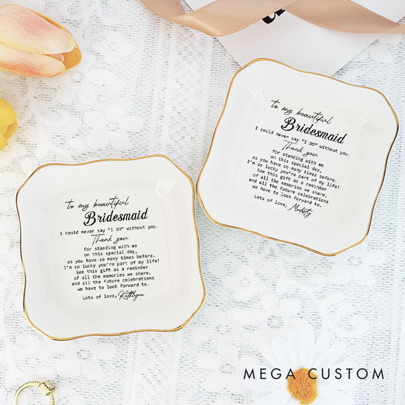 Personalized To My Beautiful Bridesmaid Ring Dish Maid of Honor Ring Dish from Bride Best Friend Jewelry Dish