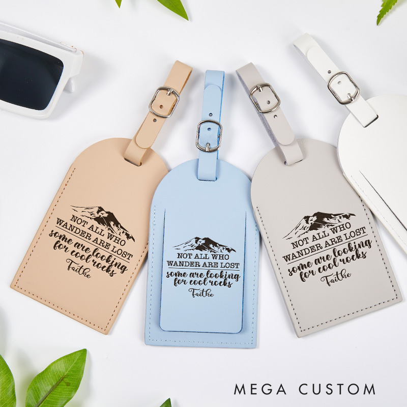 Personalized Hiking Camping Leather Luggage Tags Suitcase Backpack Tag Bag ID Gift for Couple Travel