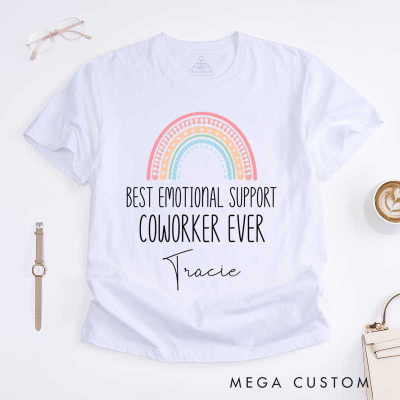 Personalized "Best Emotional Support Coworker Ever" T-Shirt – Custom Rainbow Design Gift
