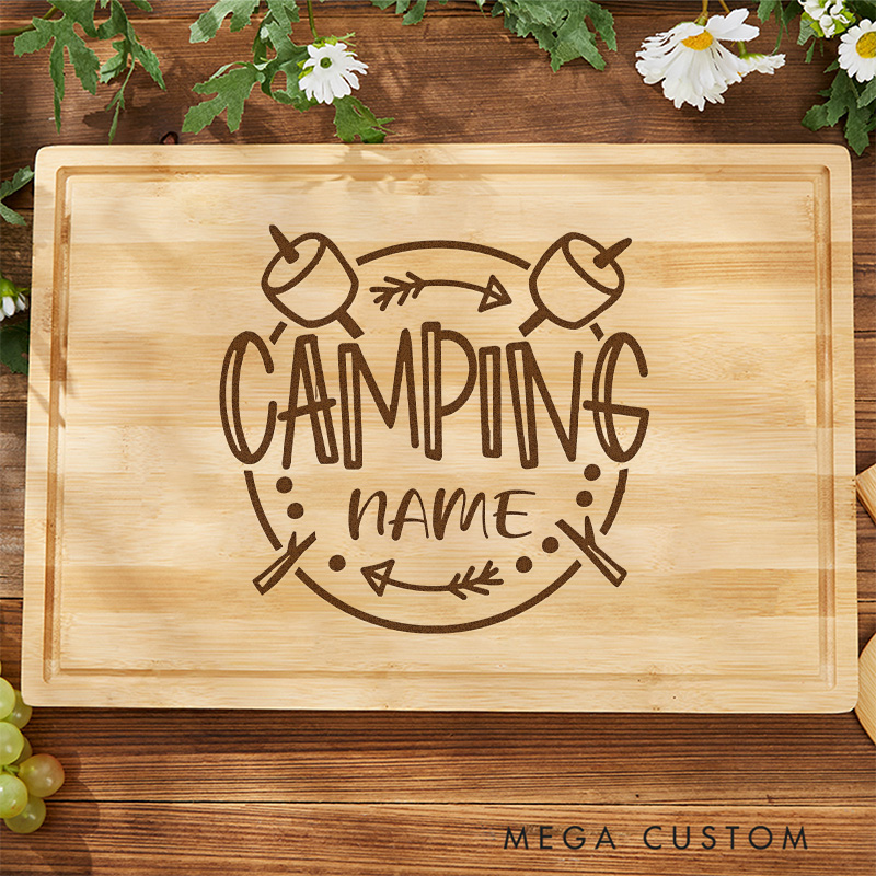 Personalized Camping Cutting Board Adventures Hiking Camping Life Gift for Outdoor Natural Enthusiasts