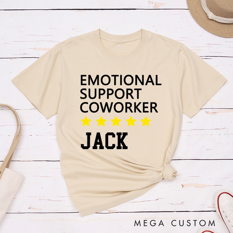 Personalized "Emotional Support Coworker" T-Shirt – Custom 5-Star Design Gift