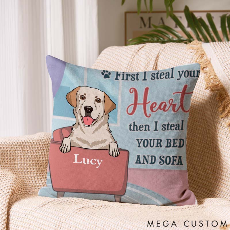 Personalized Dog Lover Steal Your Heart Throw Pillows