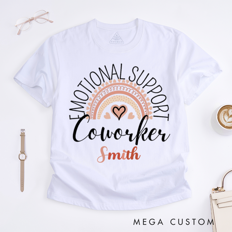 Personalized "Emotional Support Coworker" T-Shirt – Custom Rainbow Design T-Shirt