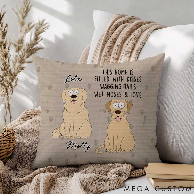 Personalized Dog Lover Filled with Kisses Throw Pillows