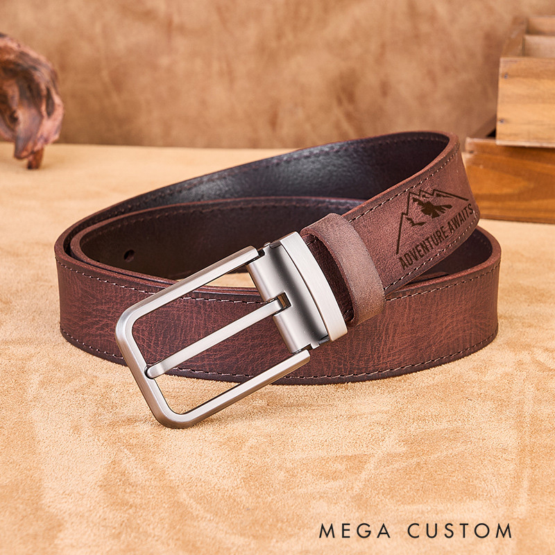 Personalized Adventure Awaits Belt Gift for Traveling Hiking Outdoor Enthusiast Boyfriend Husband Gift