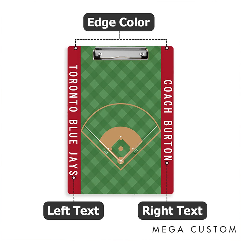 Personalized Baseball Clipboard with Custom Text and Bold Sports Design for Coach Gift