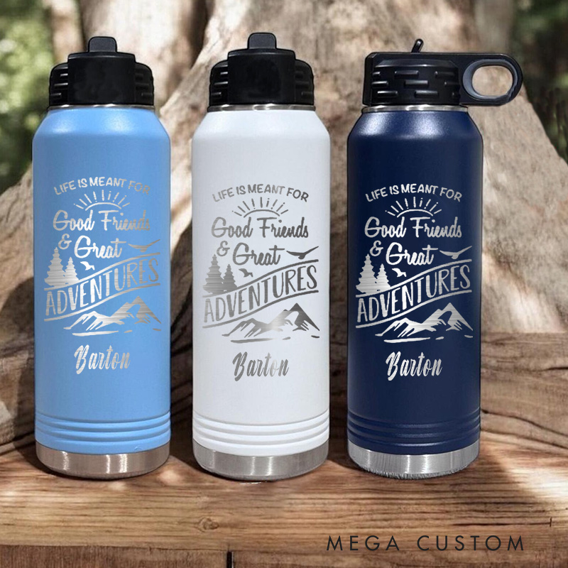 Personalized Outdoors Adventures Hiking Camping Water Bottles Gift for Traveling Enthusiast