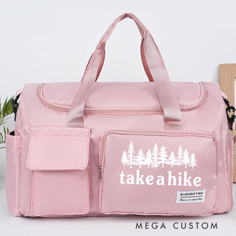Personalized Take A Hike Adventure Duffel Bags Gift for Traveling Hiking Outdoor Enthusiast