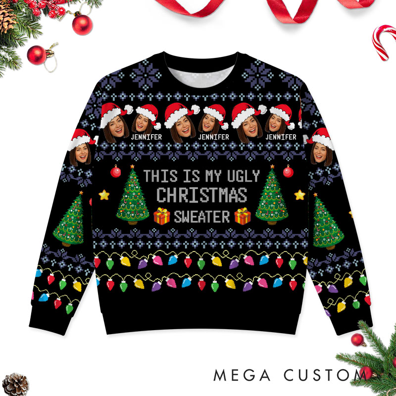 Personalized Couple Christmas Ugly Sweater Couple Photo Ugly Sweatshirt Christmas Gift for Boyfriend Girlfriend Husband Wife