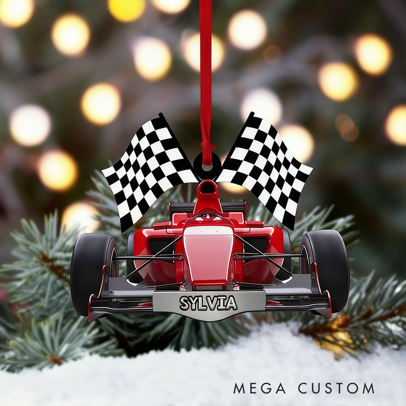 Personalized F1 Racing Car Christmas Ornament – Custom Acrylic Formula Car Gift for Racing Lovers and Motorsport Fans
