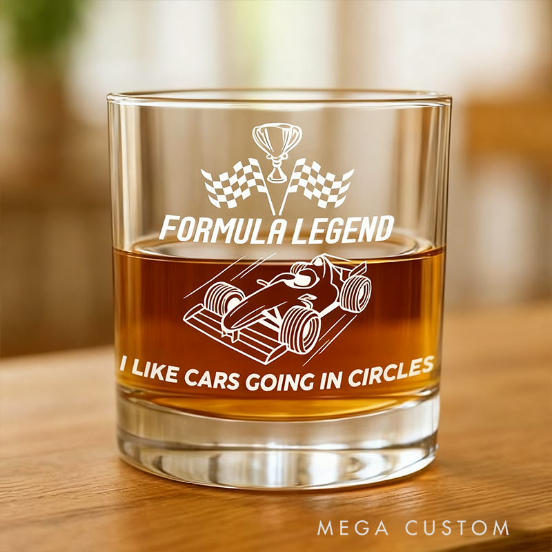 Personalized Formula Legend Engraved Whiskey Glass Custom Name Old Fashioned Tumbler Gift for Racing Lovers