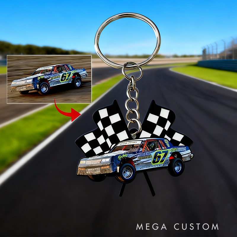 Personalized Racer Christmas Ornament with Street Stock Car Dirt Track Racing Design Gift for Racers and Racing Lovers
