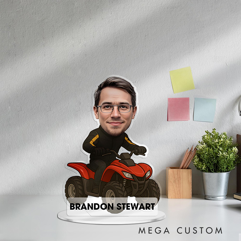 Personalized ATV Racing Portrait Desk Name Plate Acrylic Plaque Table Decor Gifts