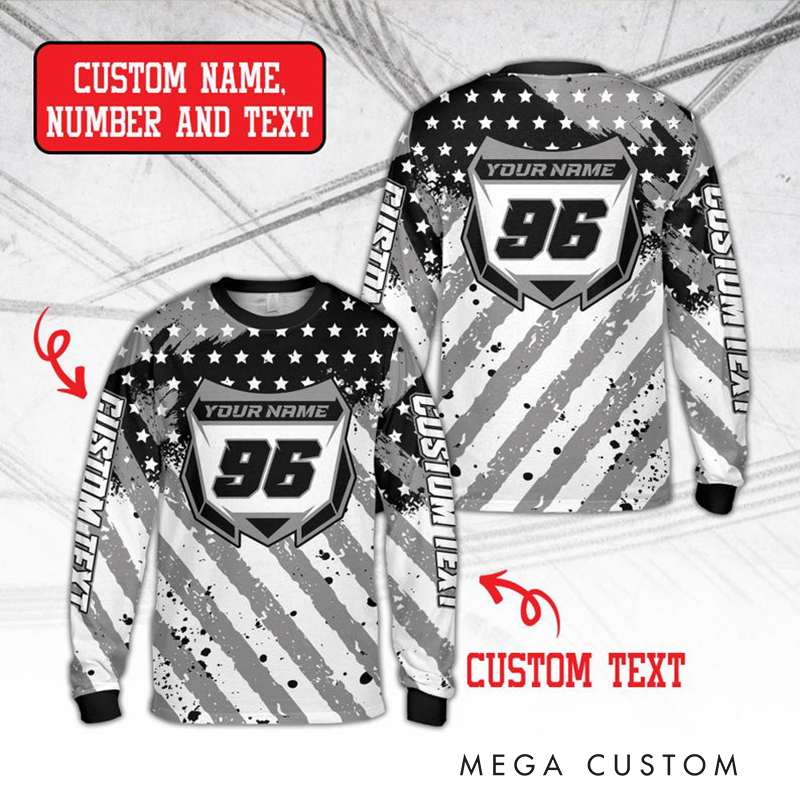 Personalized Dirt Bike Long Sleeve Shirt Custom Name Motocross BMX Shirt Gift for Motocross Riders