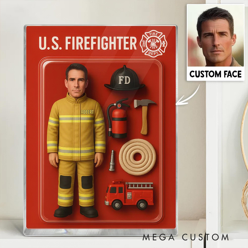 Personalized Firefighter Acrylic Block Plaque Custom Photo Perfect Memorial Holiday Gift