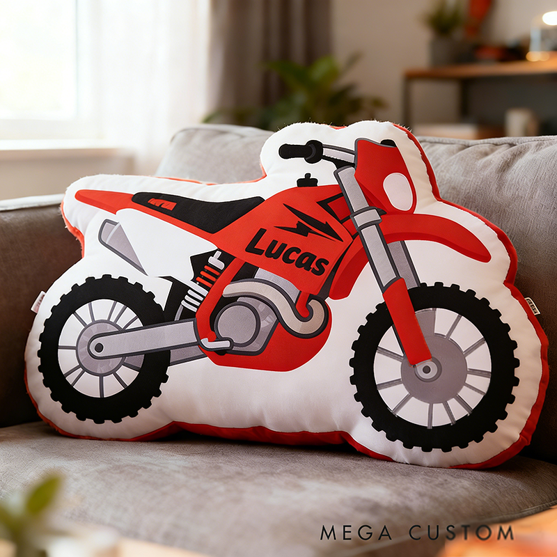 Personalized Motorcycle Pillow Custom Name 3D Graphic Print Cushion Gift for Bikers and Motorcycle Fans