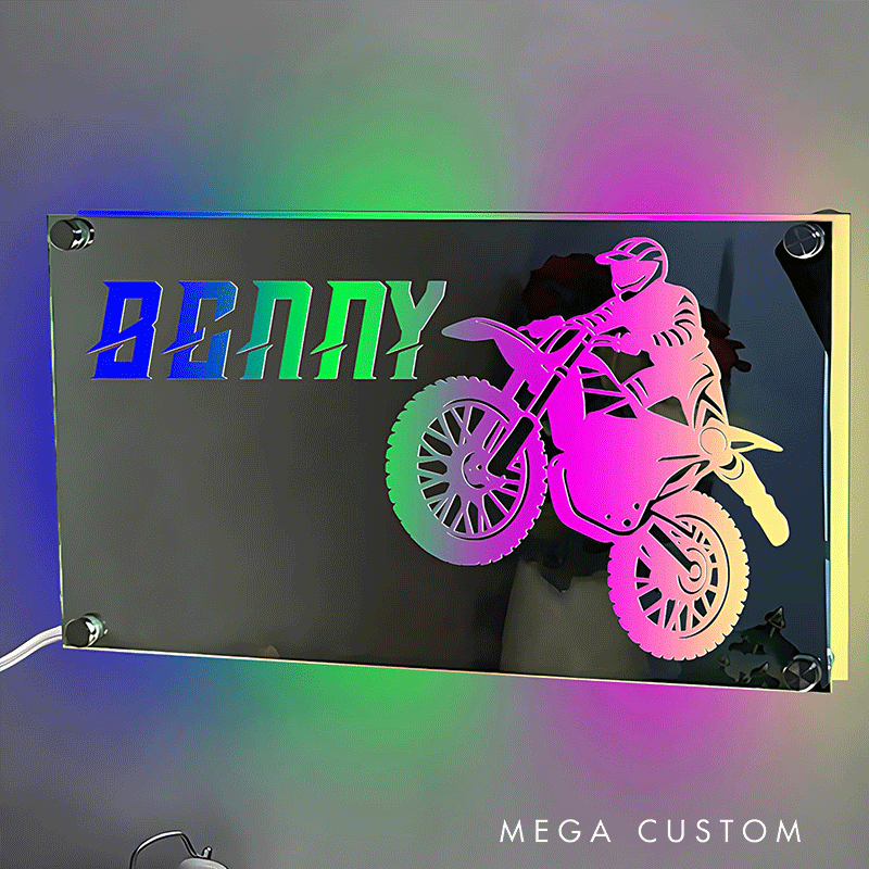 Personalized Mirror Lamp Customized Name Motorcycle Cool Gift for Bikers and Motorcycle Lovers