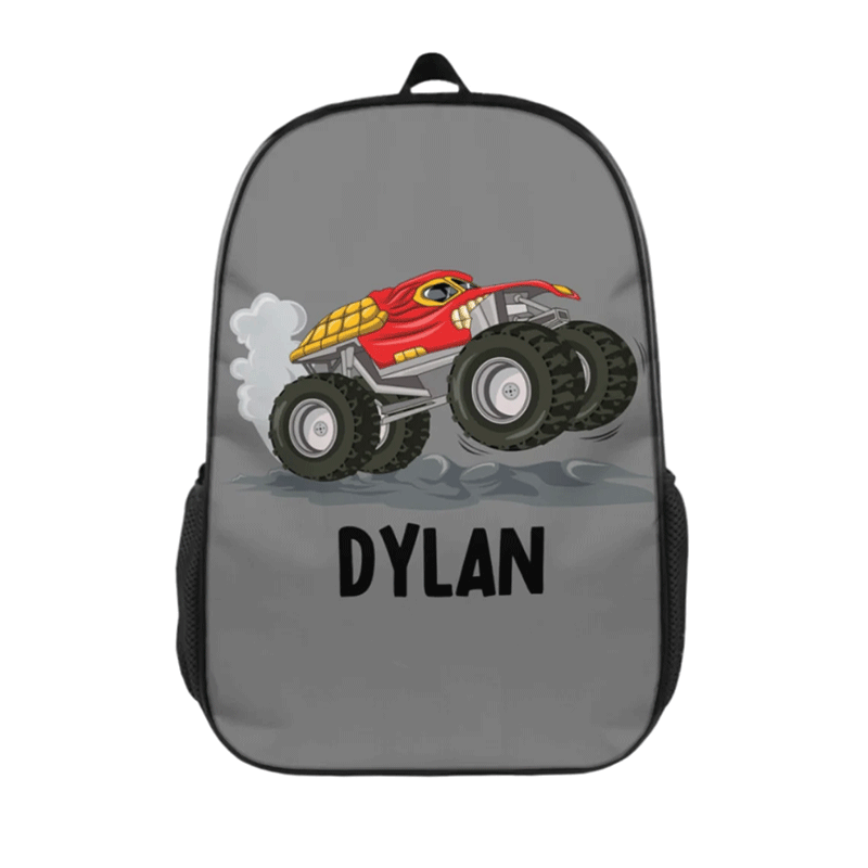 Personalized Monster Truck Backpack with Custom Name Unique Backpack for Kids