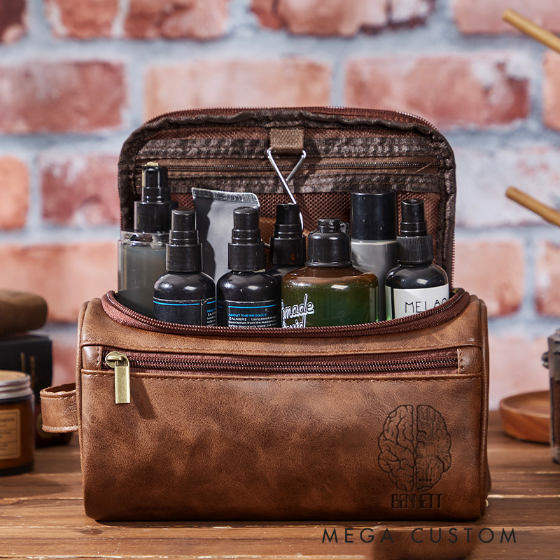 Personalized Programmer Computer Technology Enthusiasts Leather Toiletry Bag Gift for Geek Nerd IT
