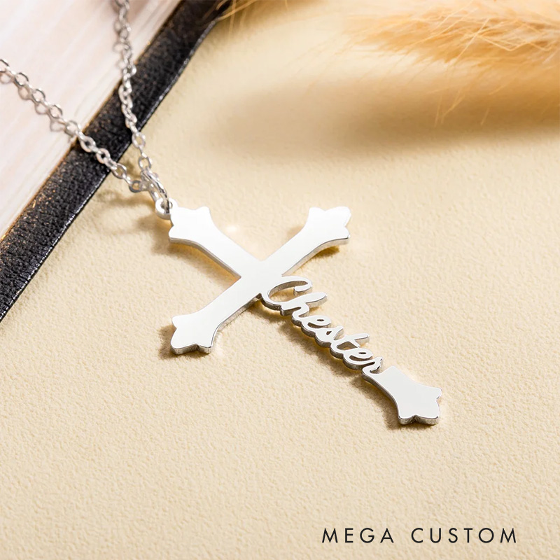 Personalized Cross Name Necklace Dainty Jewelry Baptism Prayer Day Gift for Women Christian