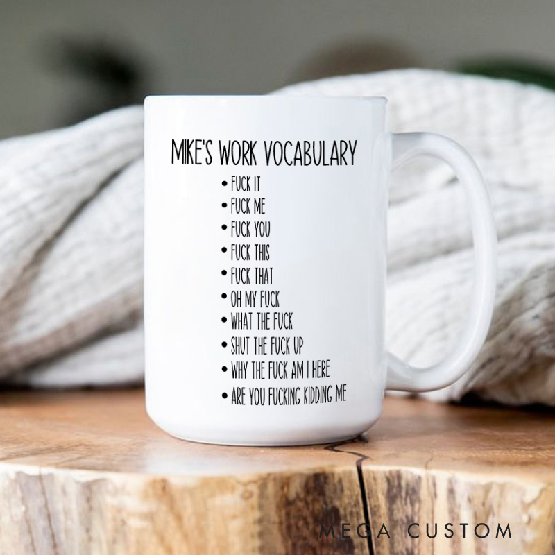 Personalized Workplace Vocabulary Organizer Mug Office Worker Enthusiasts Cup Gift for Geek Nerd