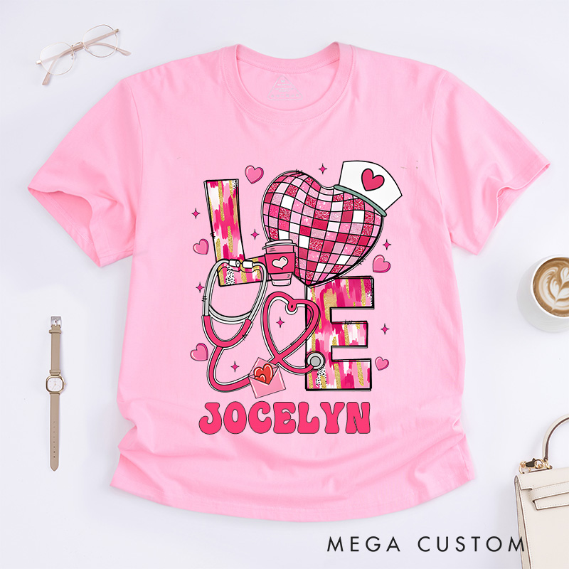 Personalized Nurse T-Shirts Love for Nursing Fashion Design T-Shirts